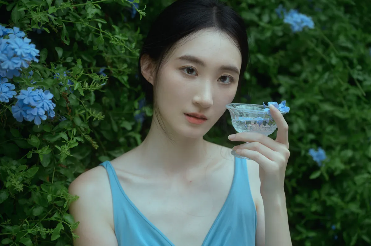 夏天与蓝雪花