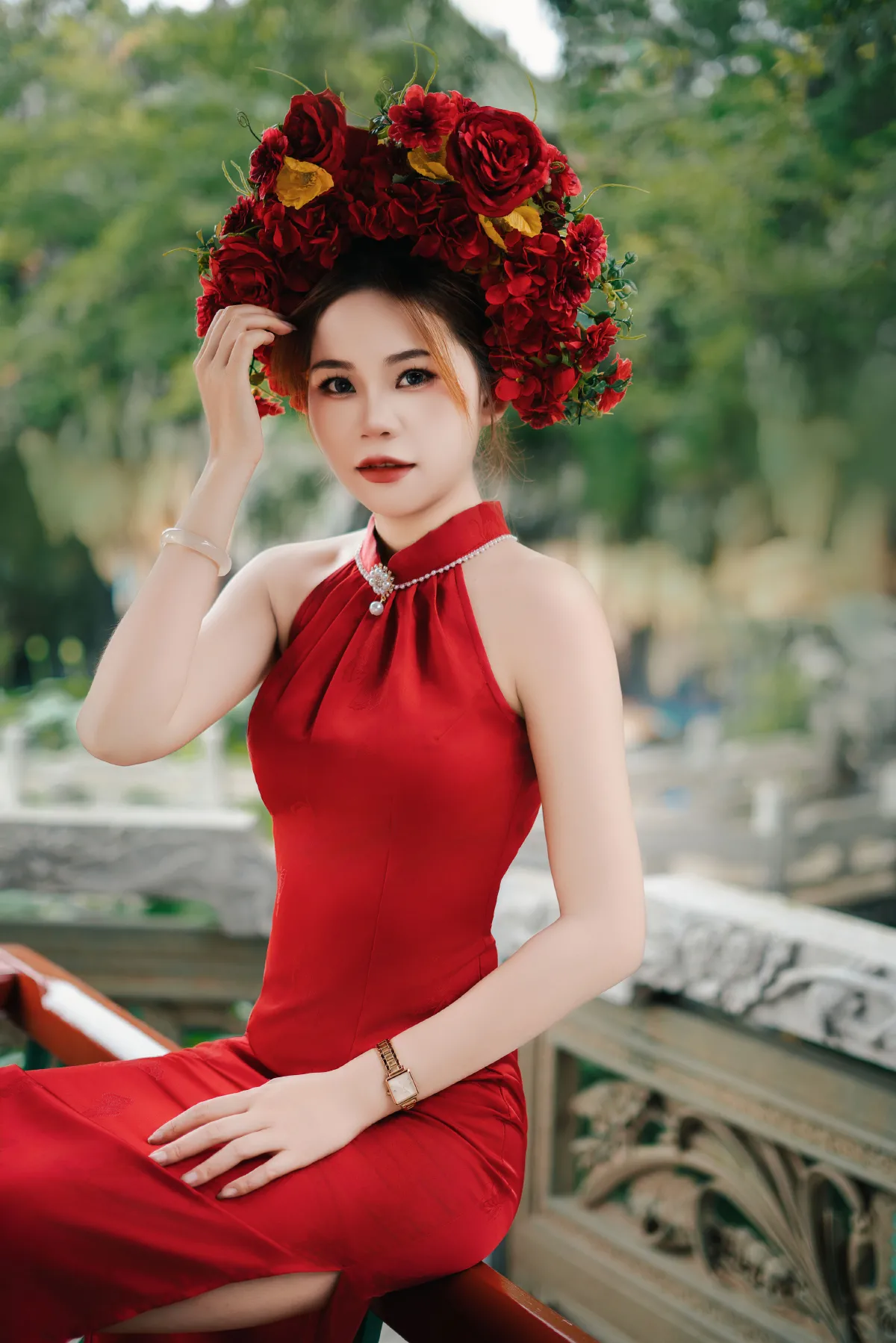 簪花少女