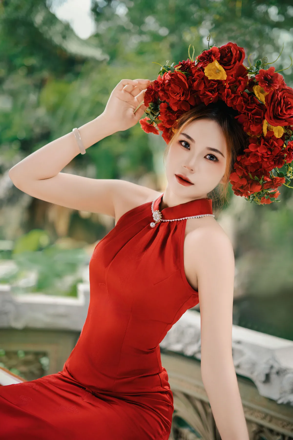 簪花少女
