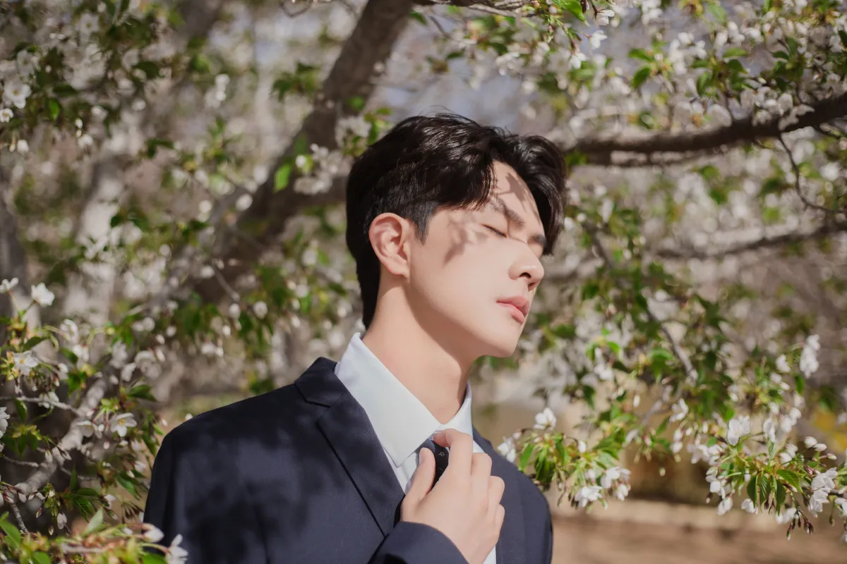 树下樱花男孩