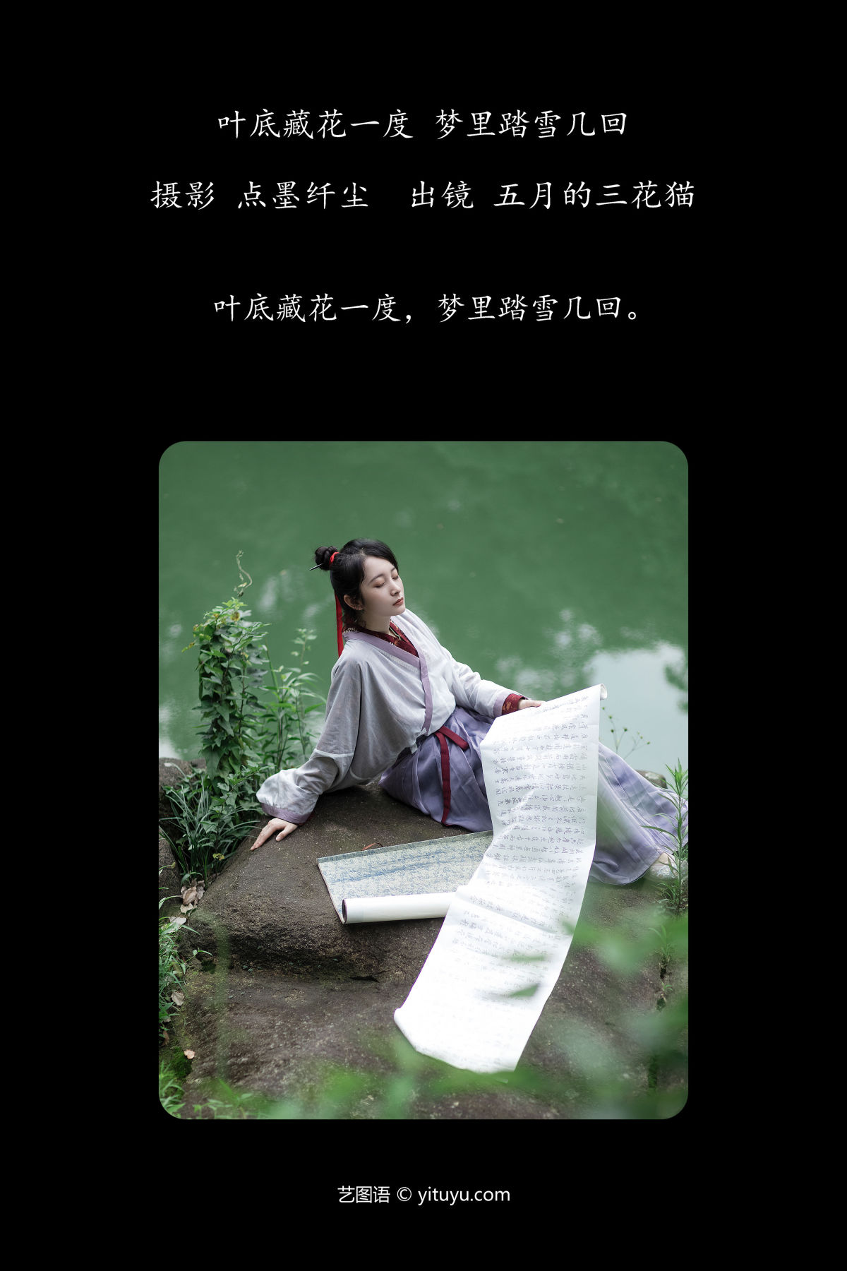 点墨纤尘_五月的三花猫《叶底藏花一度，梦里踏雪几回》美图作品图片2