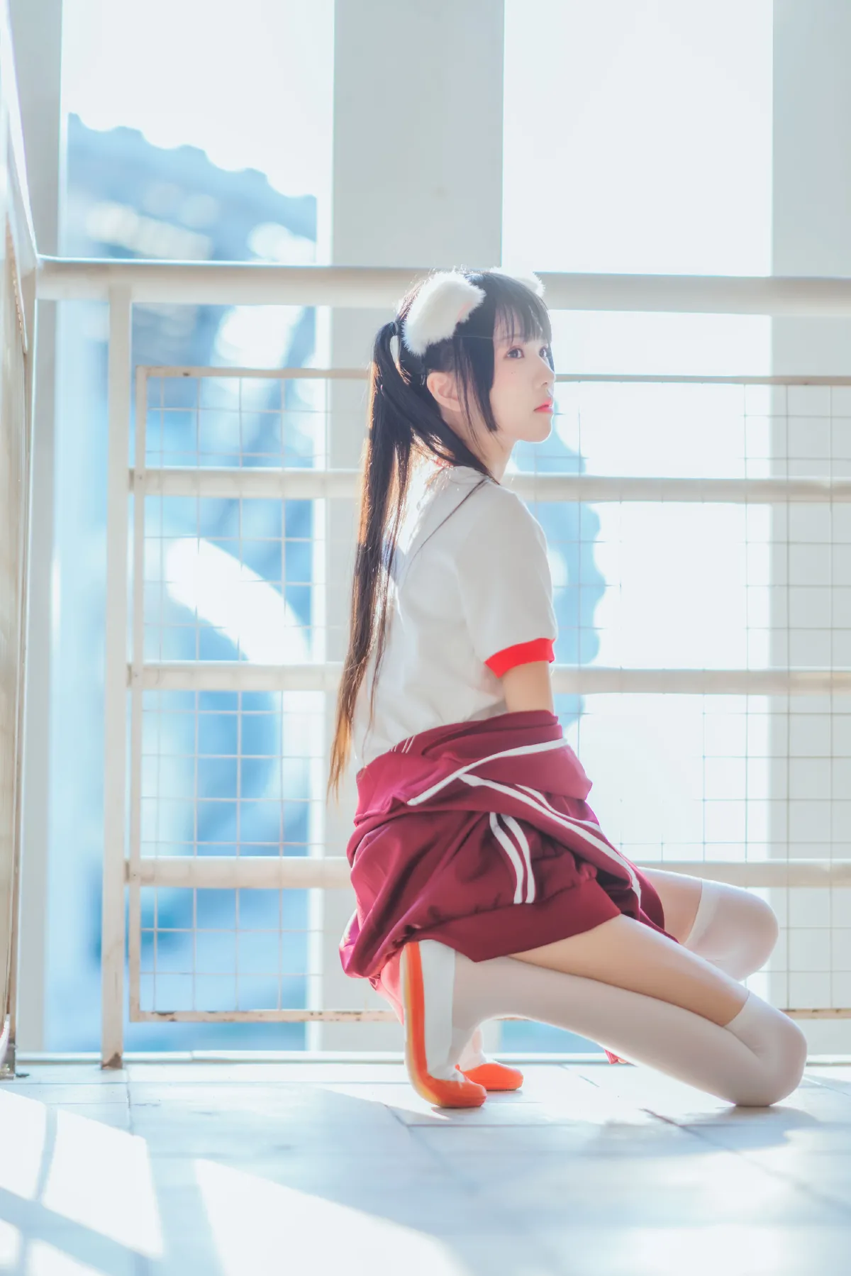 西瓜呆毛汪_桜桃喵《体操服少女》美图作品图片4