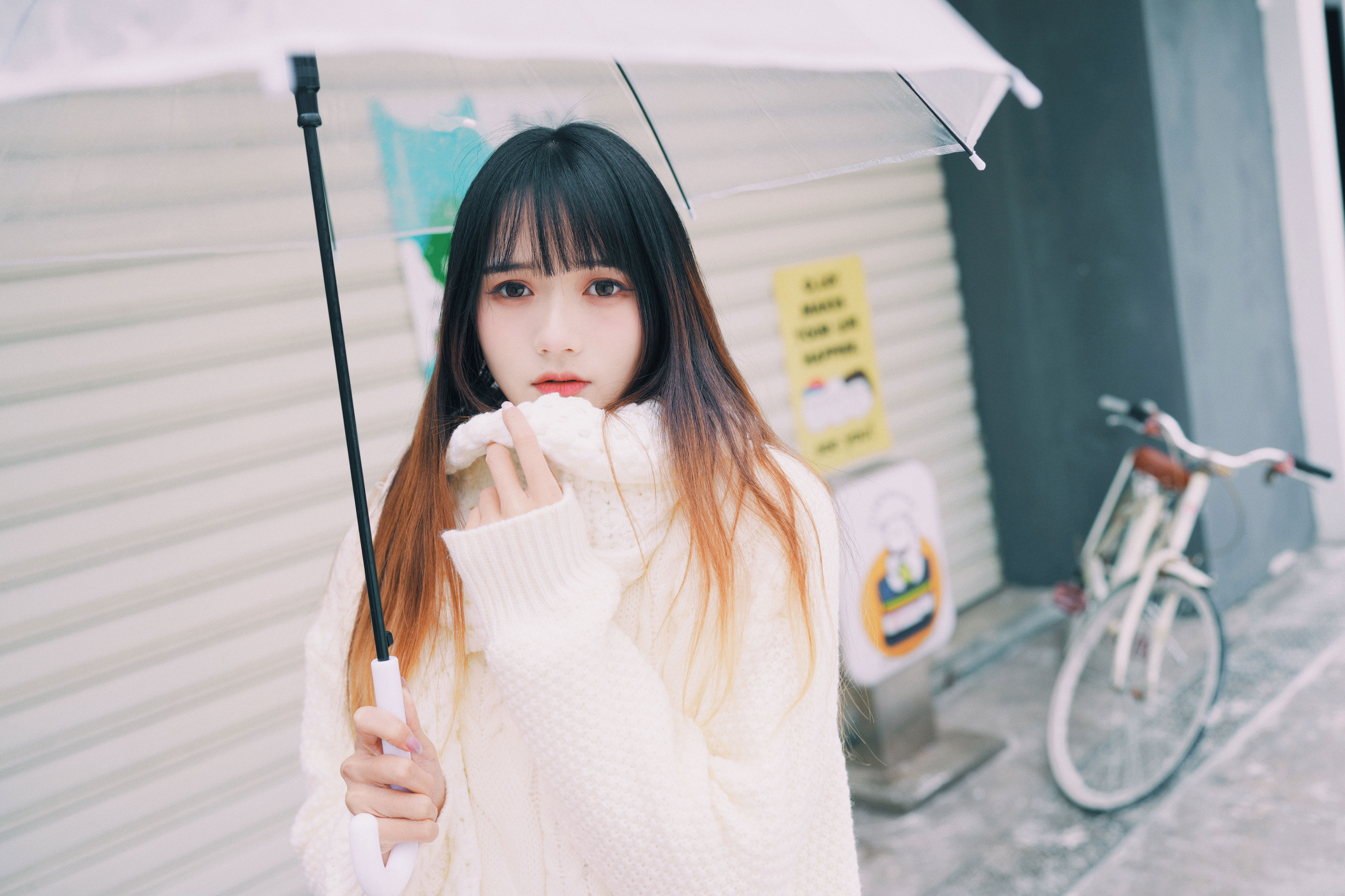 在雪中等待