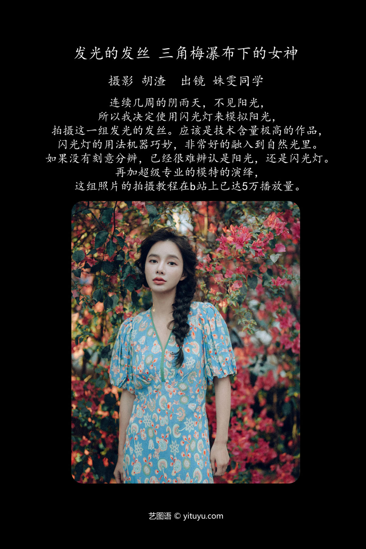 胡渣_姝雯同学《发光的发丝，三角梅瀑布下的女神》美图作品图片2