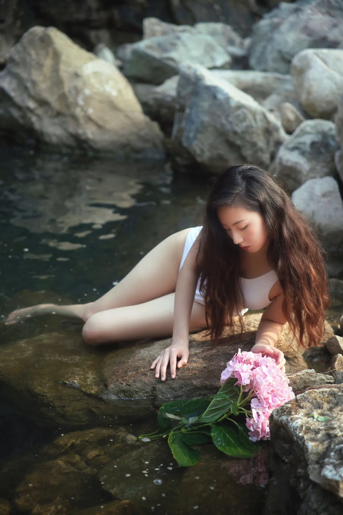 水中的绣球花