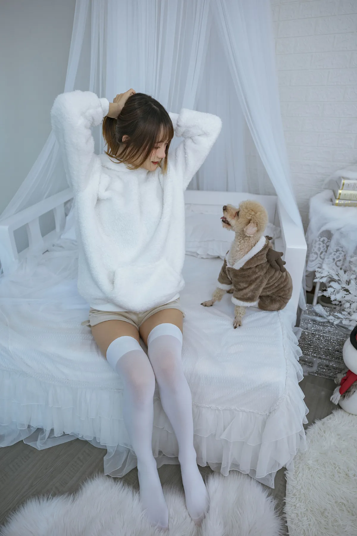温馨少女与宠物们