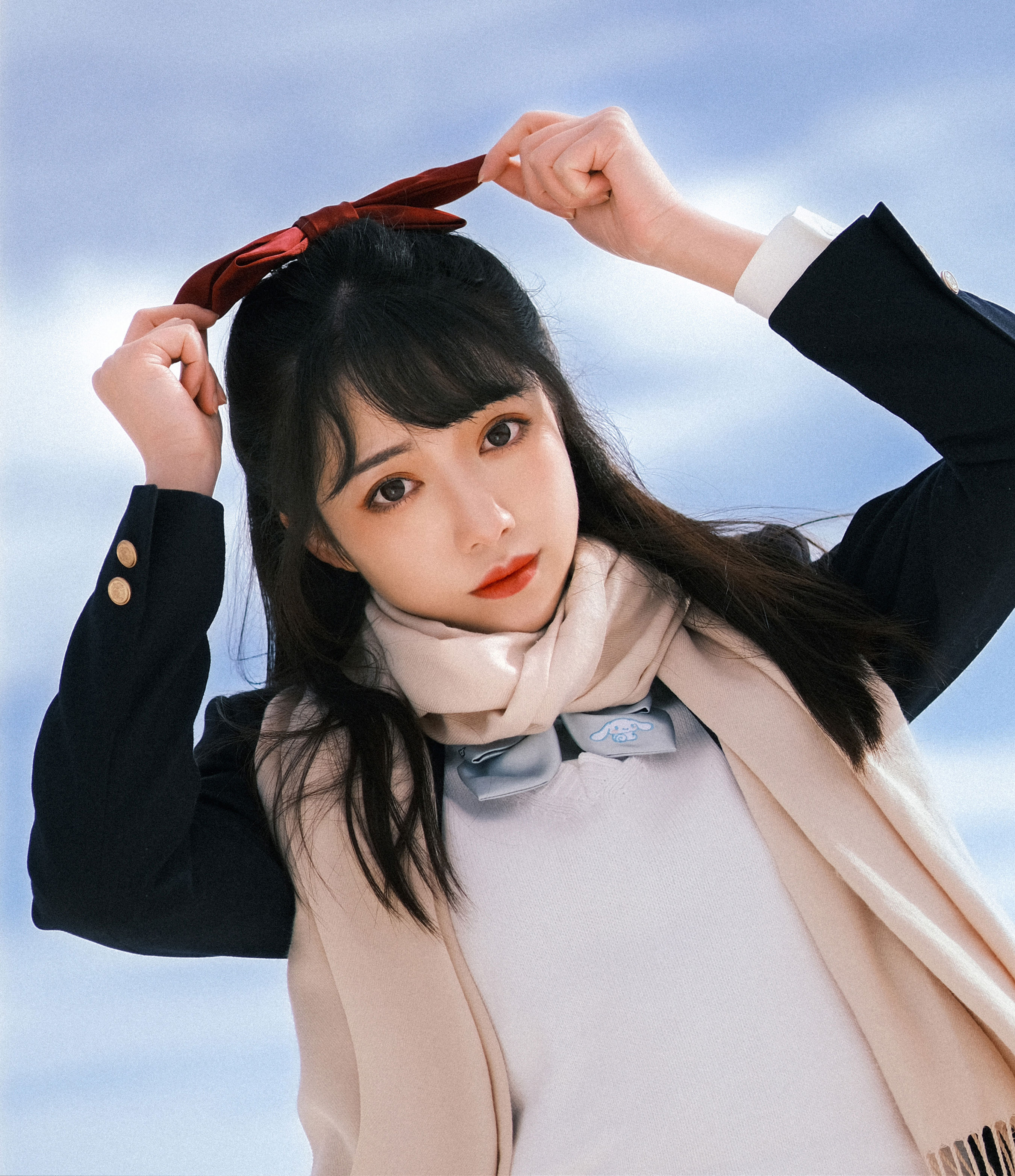 日系少女雪景写真