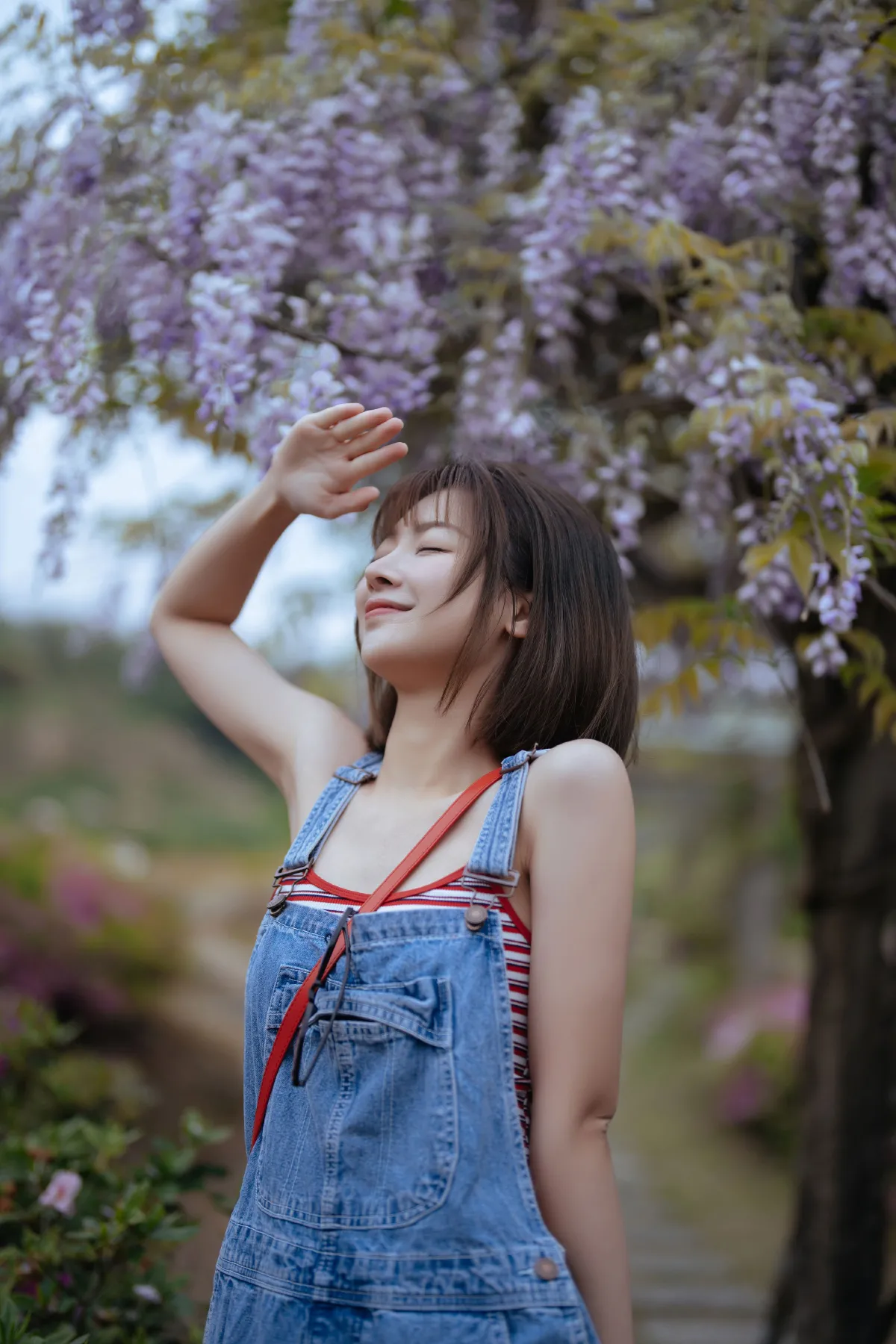 紫藤花开，日系甜妹