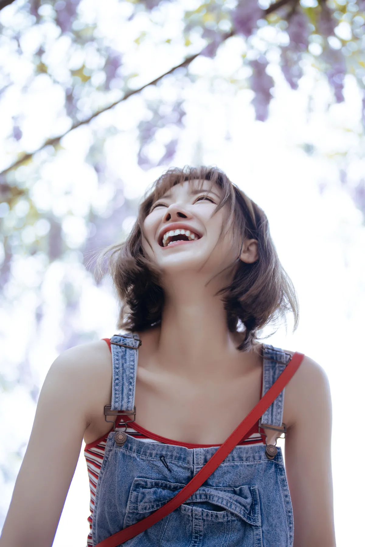 紫藤花开，日系甜妹