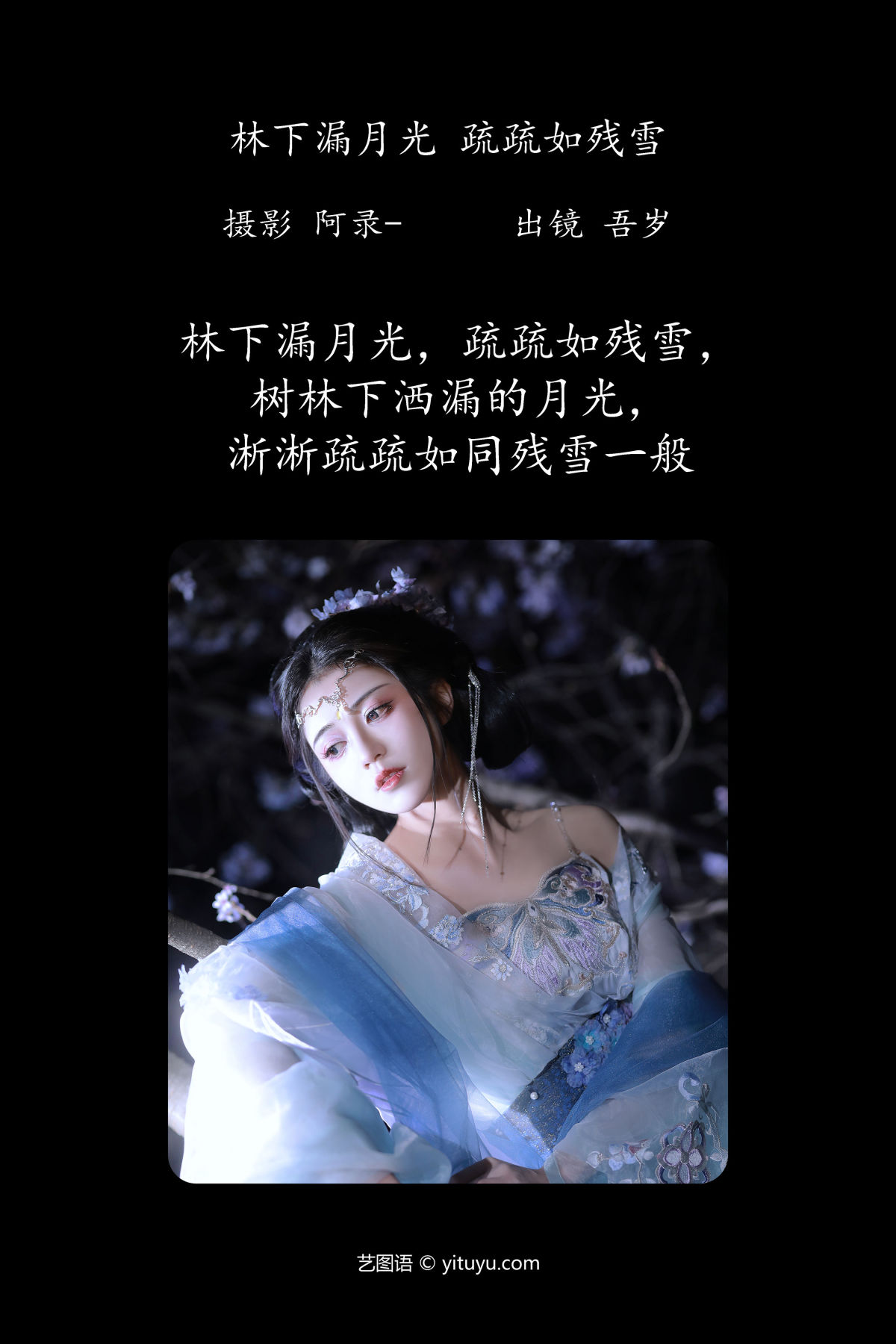 阿录-_吾岁岁《林下漏月光，疏疏如残雪》美图作品图片2