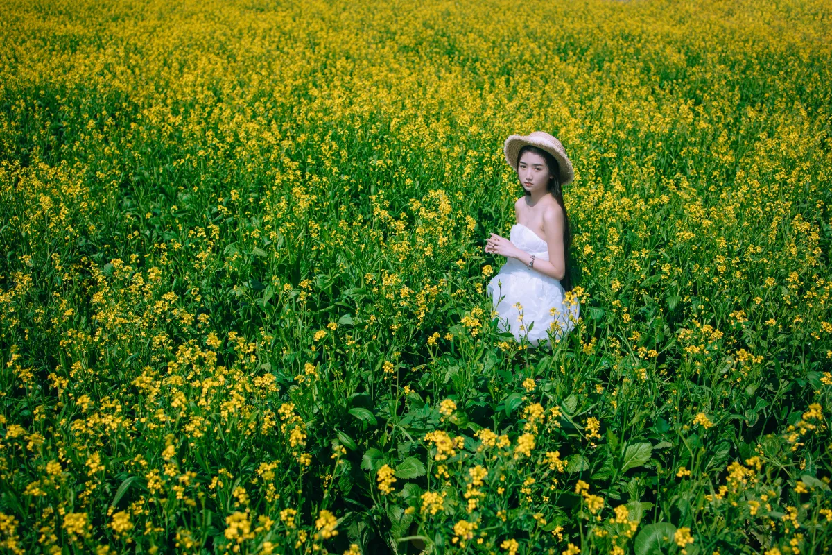 少女油菜花写真3