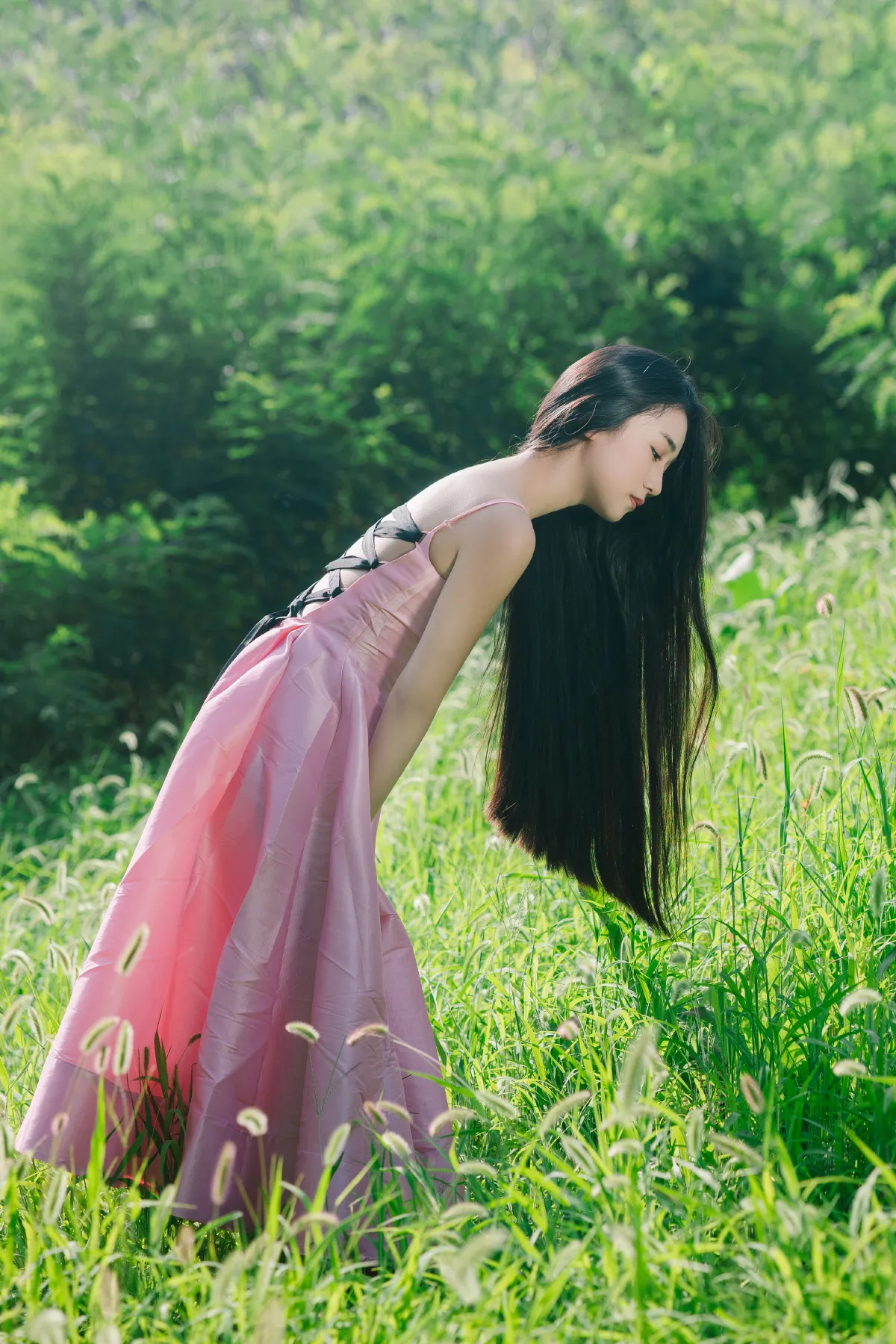 绿草地少女写真