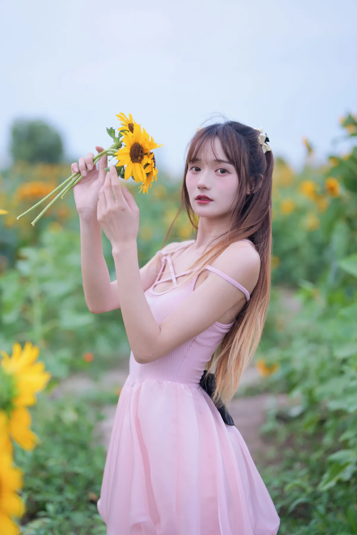 蓝调向日葵少女