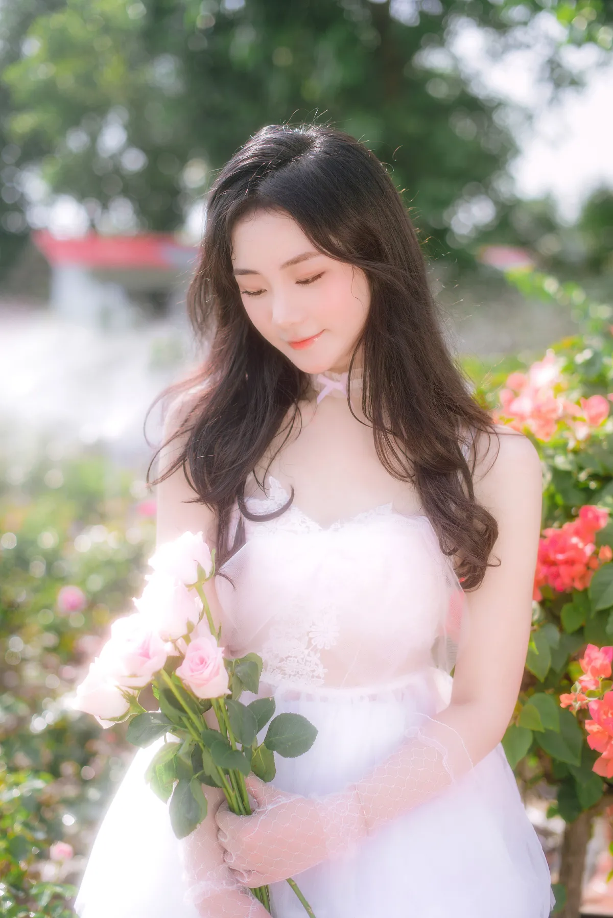 我将玫瑰捧在手里