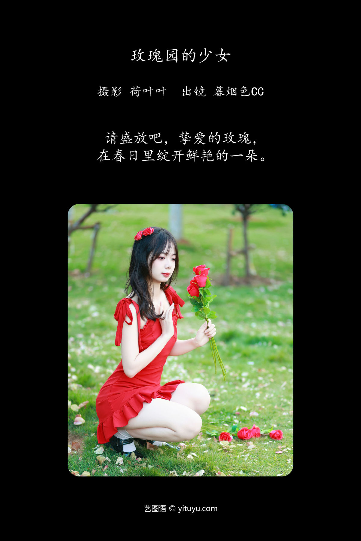 荷叶叶_暮烟色CC《玫瑰园的少女》美图作品图片2