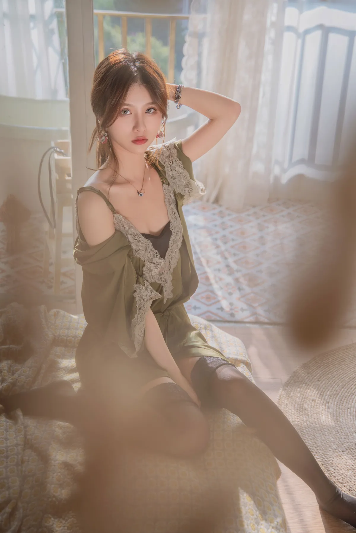 慵懒风绿裙