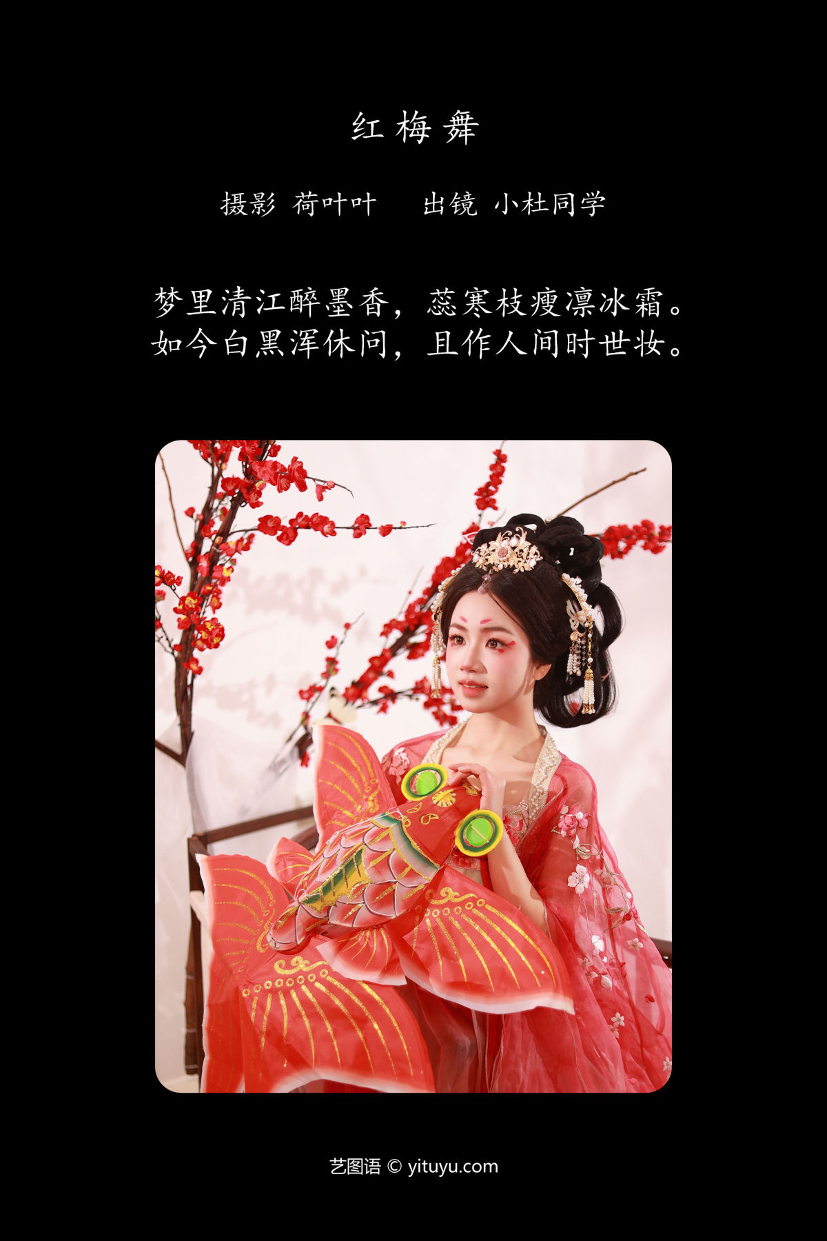 荷叶叶_小杜同学《红梅舞》美图作品图片2