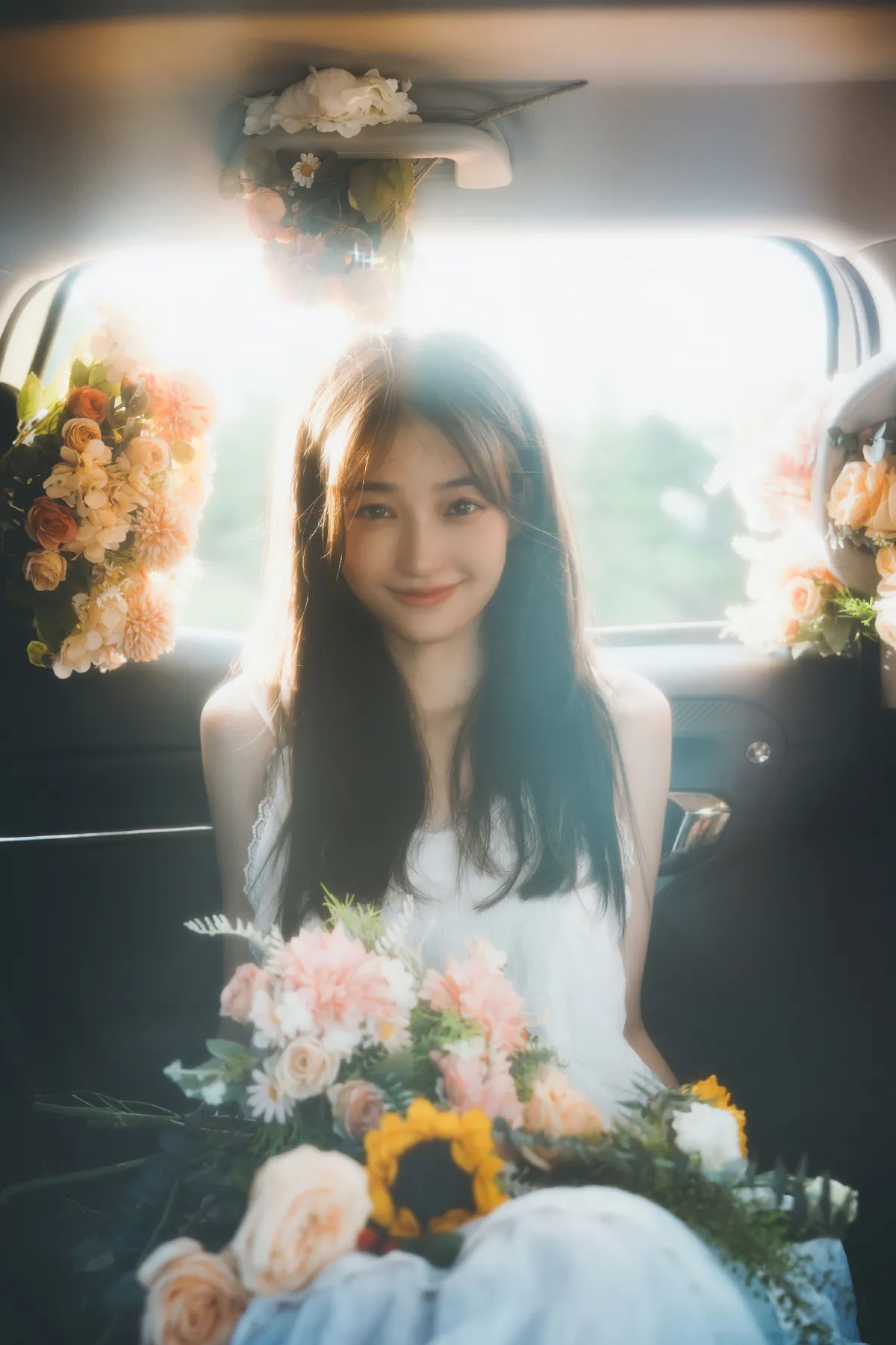 鲜花，车与少女1