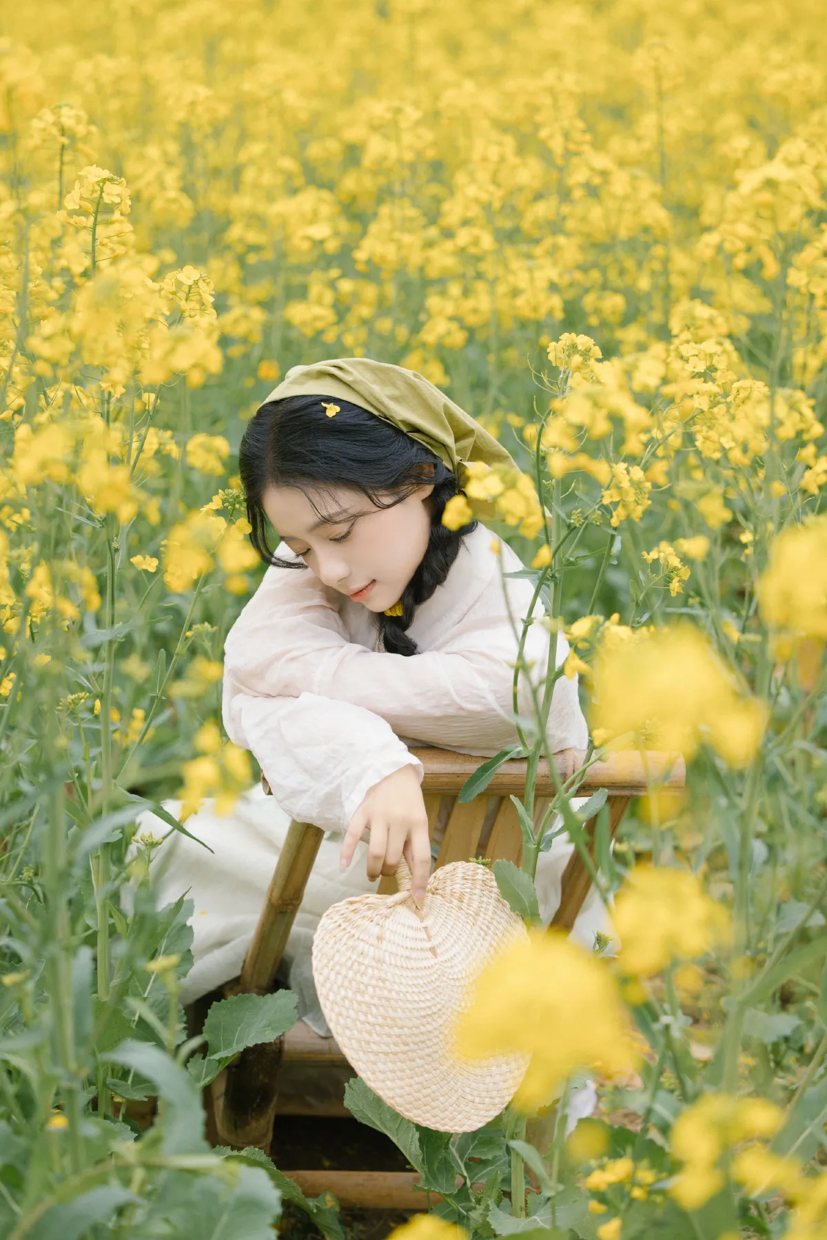 油菜花与少女