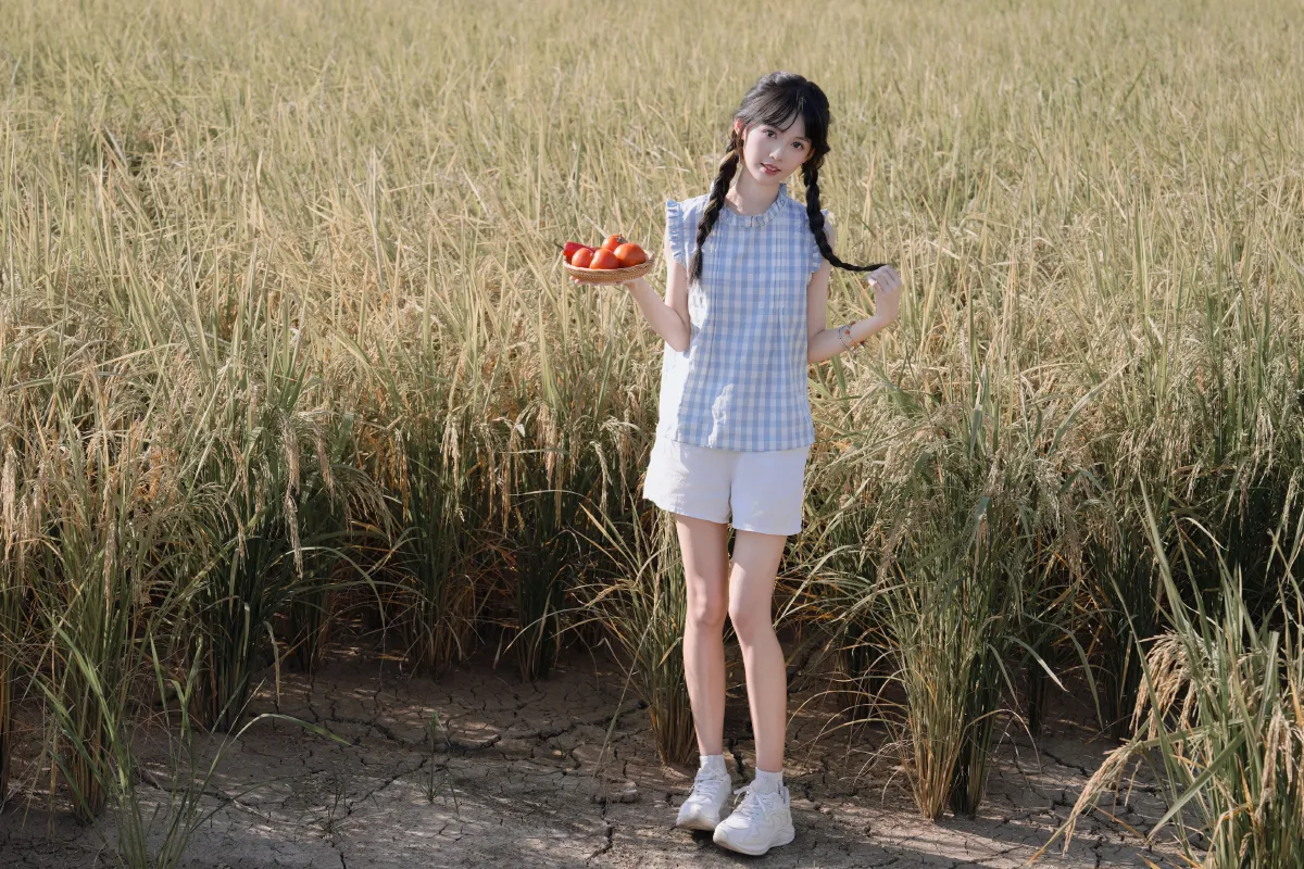花田稻香，少女轻颜